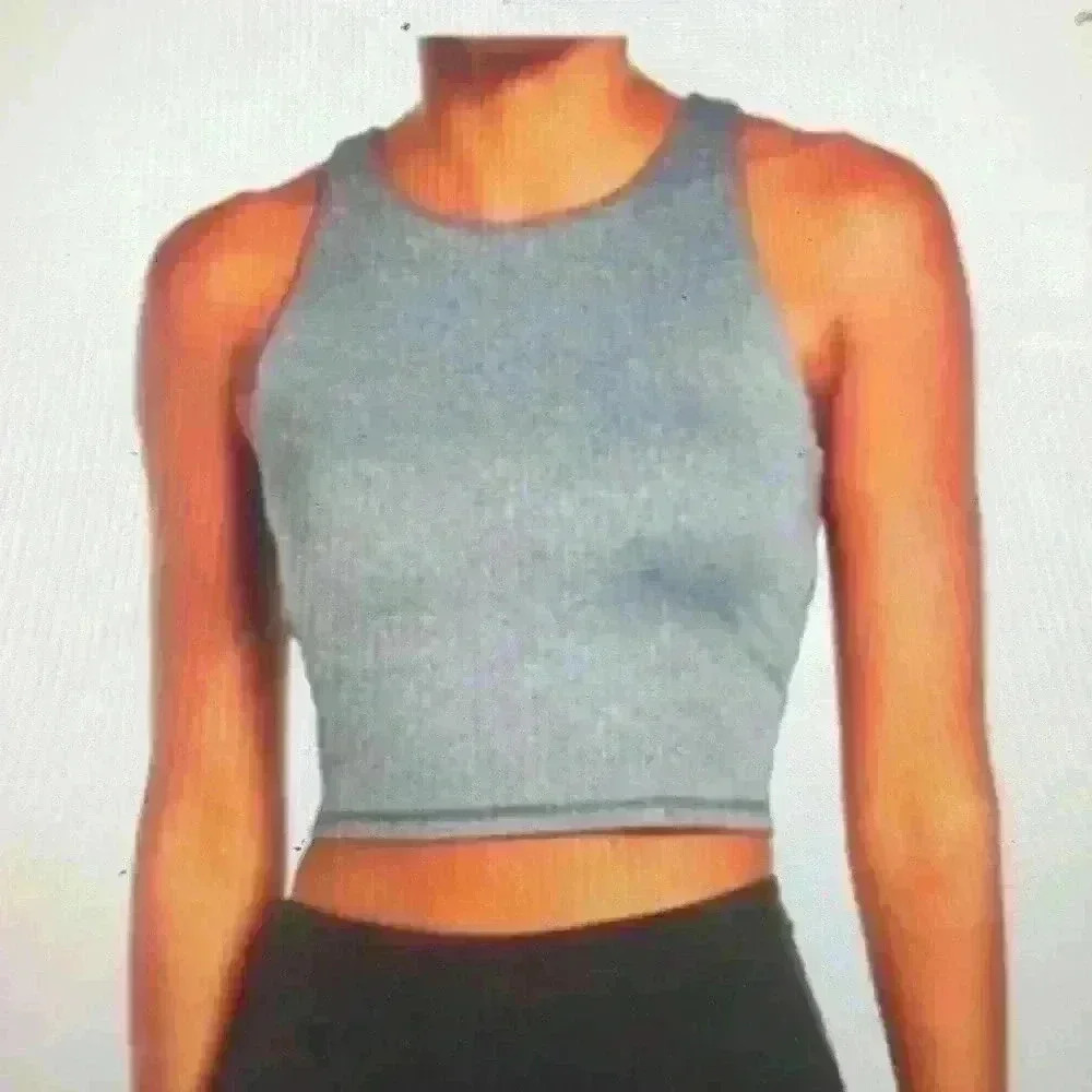 Madewell Gray Crop Workout Gym top  - size Small NWT